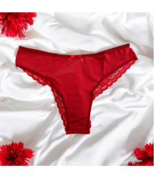 Culotte rouge en dentelle avec nœud en satin - PF09LRED